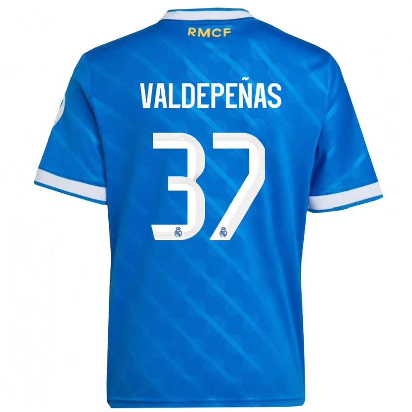 Danxen Kvinder Víctor Valdepeñas #37 Blå Hvid Tredje Sæt Spillertrøjer 2025/26 Trøje T-Shirt