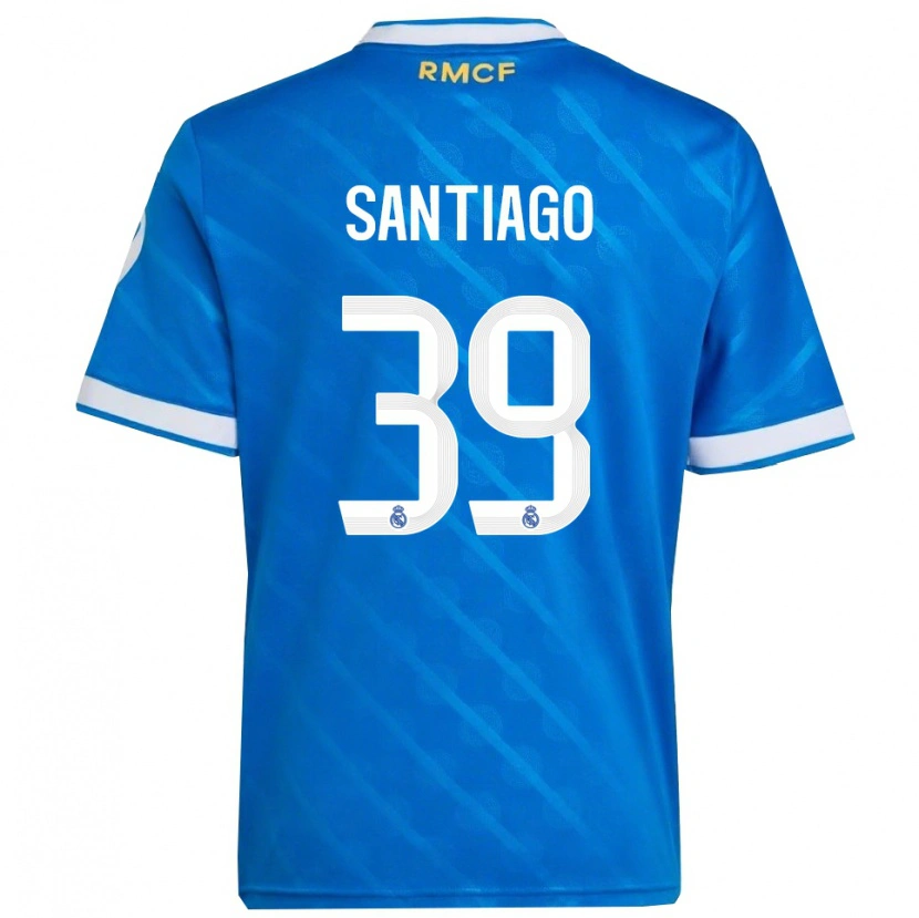 Danxen Kvinder Aimar Santiago #39 Blå Hvid Tredje Sæt Spillertrøjer 2025/26 Trøje T-Shirt