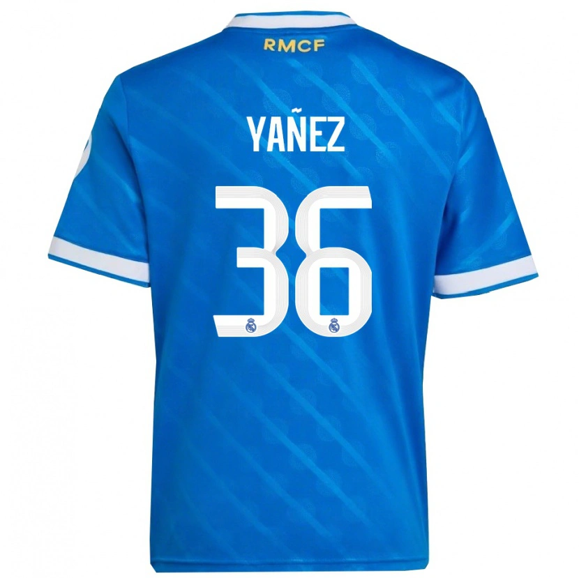 Danxen Kvinder Daniel Yáñez #36 Blå Hvid Tredje Sæt Spillertrøjer 2025/26 Trøje T-Shirt