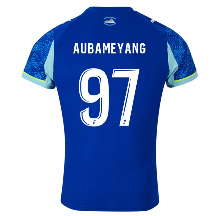 Danxen Kvinder Pierre-Emerick Aubameyang #97 Himmelblå Hvid Tredje Sæt Spillertrøjer 2025/26 Trøje T-Shirt