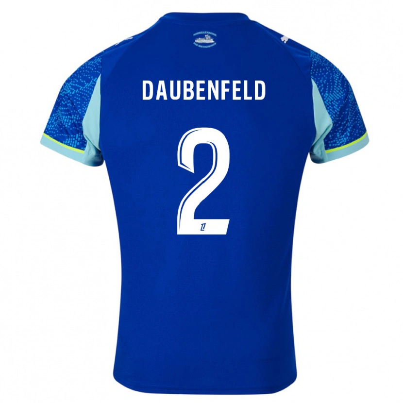 Danxen Kvinder Lucas Daubenfeld #2 Himmelblå Hvid Tredje Sæt Spillertrøjer 2025/26 Trøje T-Shirt