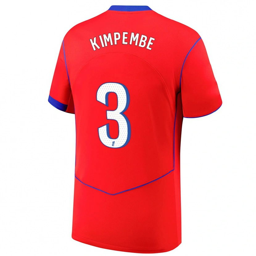 Danxen Kvinder Presnel Kimpembe #3 Rød Blå Hvid Tredje Sæt Spillertrøjer 2025/26 Trøje T-Shirt
