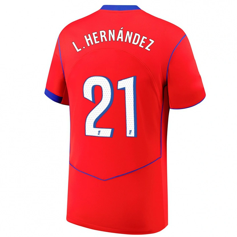 Danxen Kvinder Lucas Hernández #21 Rød Blå Hvid Tredje Sæt Spillertrøjer 2025/26 Trøje T-Shirt
