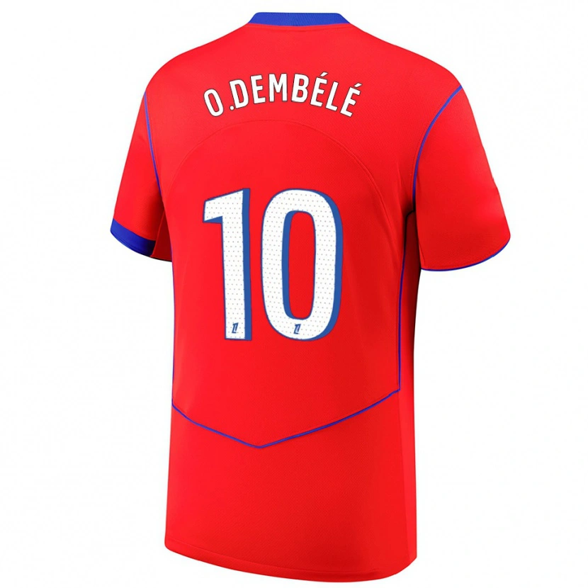 Danxen Kvinder Ousmane Dembélé #10 Rød Blå Hvid Tredje Sæt Spillertrøjer 2025/26 Trøje T-Shirt