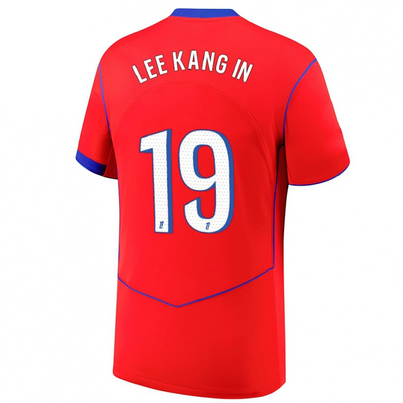 Danxen Kvinder Kang-In Lee #19 Rød Blå Hvid Tredje Sæt Spillertrøjer 2025/26 Trøje T-Shirt