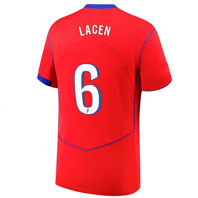 Danxen Kvinder Michaël Lacen #6 Rød Blå Hvid Tredje Sæt Spillertrøjer 2025/26 Trøje T-Shirt