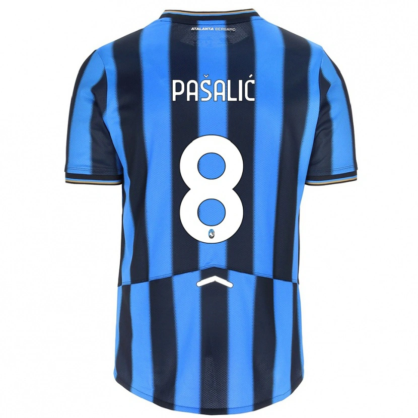 Danxen Børn Mario Pasalić #8 Lyseblå Sort Hjemmebane Spillertrøjer 2025/26 Trøje T-Shirt