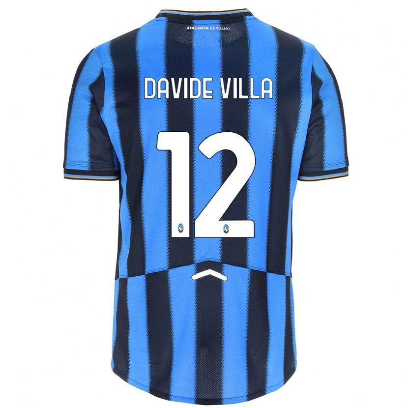 Danxen Børn Matteo Davide Villa #12 Lyseblå Sort Hjemmebane Spillertrøjer 2025/26 Trøje T-Shirt
