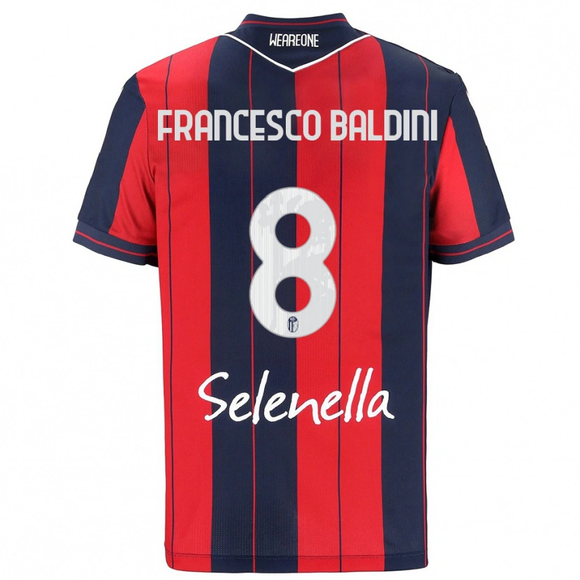 Danxen Børn Giovanni Francesco Baldini #8 Rød Navy Hjemmebane Spillertrøjer 2025/26 Trøje T-Shirt