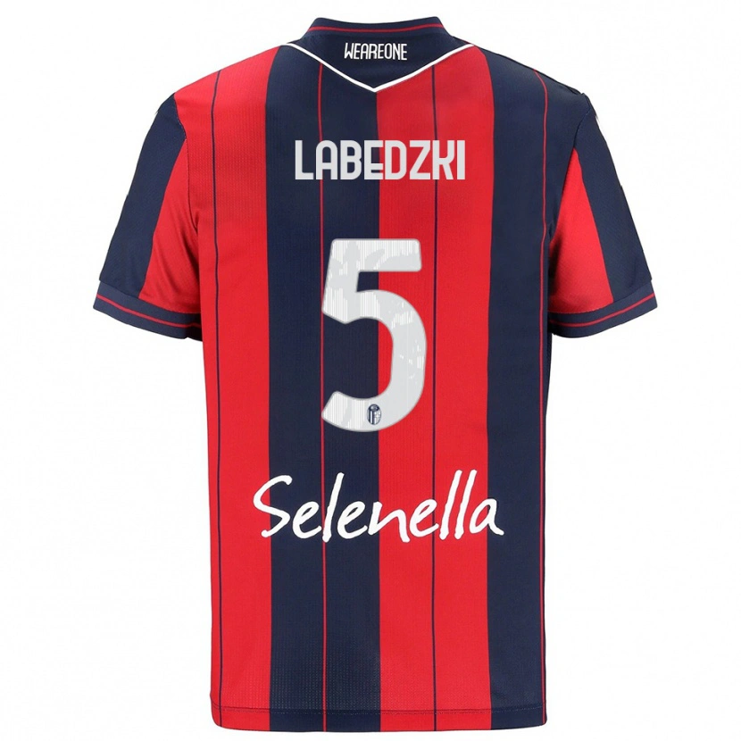 Danxen Børn Jan Labedzki #5 Rød Navy Hjemmebane Spillertrøjer 2025/26 Trøje T-Shirt