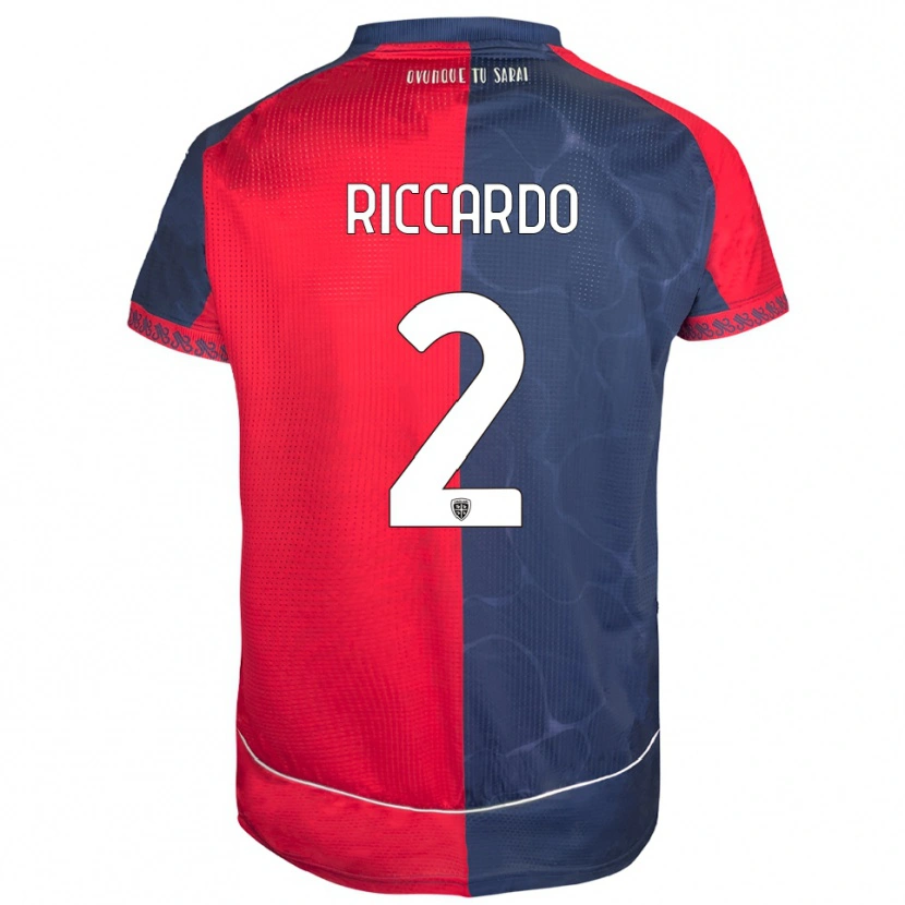 Danxen Børn Riccardo Congiu #2 Rød Navy Hjemmebane Spillertrøjer 2025/26 Trøje T-Shirt