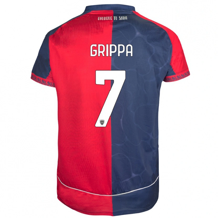 Danxen Børn Giosuè Grippa #7 Rød Navy Hjemmebane Spillertrøjer 2025/26 Trøje T-Shirt