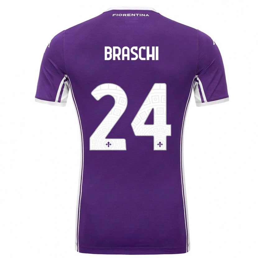 Danxen Børn Riccardo Braschi #24 Lilla Hvid Hjemmebane Spillertrøjer 2025/26 Trøje T-Shirt