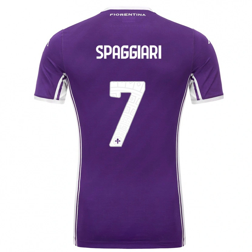 Danxen Børn Riccardo Spaggiari #7 Lilla Hvid Hjemmebane Spillertrøjer 2025/26 Trøje T-Shirt