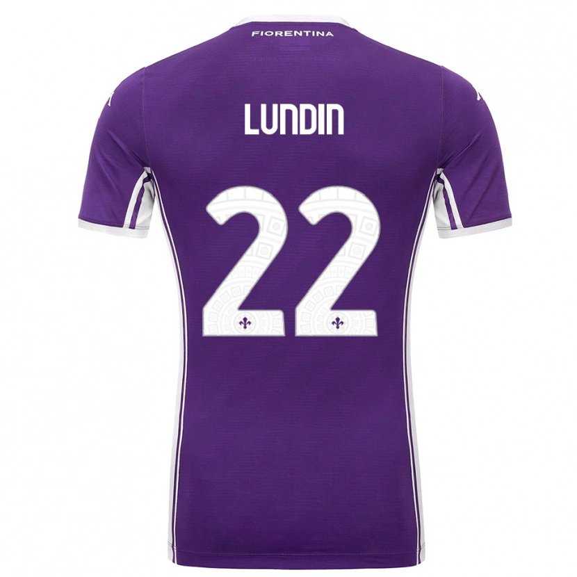 Danxen Børn Karin Lundin #22 Lilla Hvid Hjemmebane Spillertrøjer 2025/26 Trøje T-Shirt