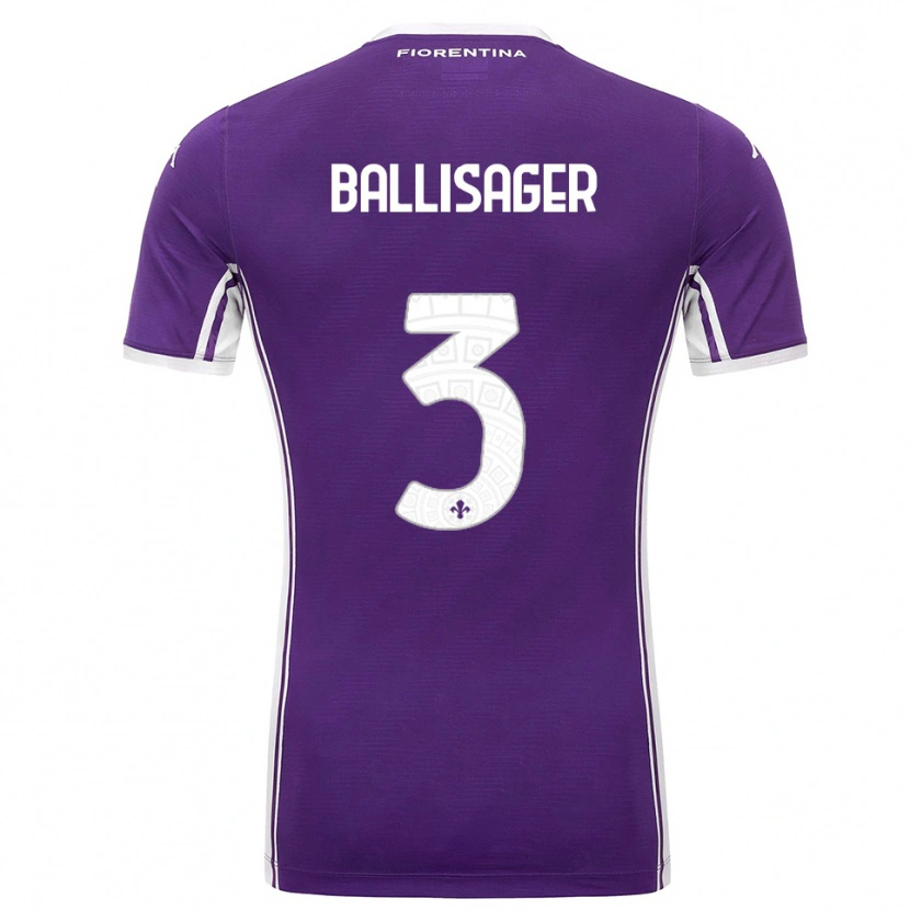 Danxen Børn Stine Ballisager Pedersen #3 Lilla Hvid Hjemmebane Spillertrøjer 2025/26 Trøje T-Shirt