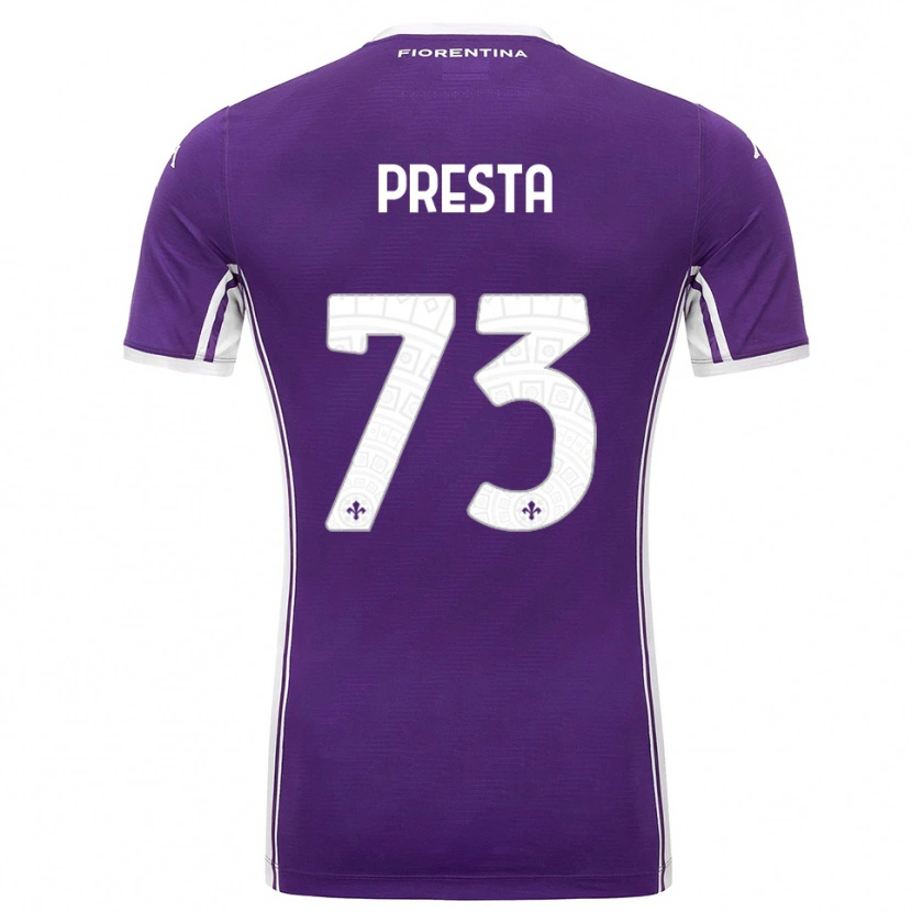 Danxen Børn Francesco Presta #73 Lilla Hvid Hjemmebane Spillertrøjer 2025/26 Trøje T-Shirt