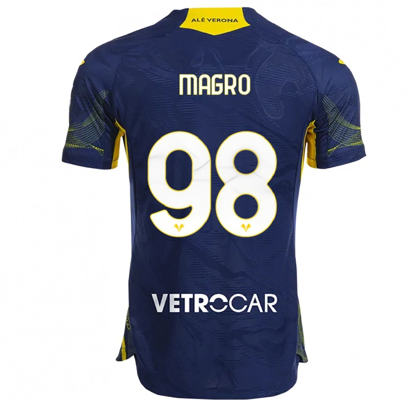 Danxen Børn Federico Magro #98 Navy Gul Hjemmebane Spillertrøjer 2025/26 Trøje T-Shirt