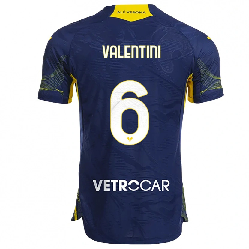 Danxen Børn Nicolás Valentini #6 Navy Gul Hjemmebane Spillertrøjer 2025/26 Trøje T-Shirt