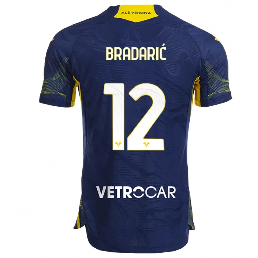 Danxen Børn Domagoj Bradarić #12 Navy Gul Hjemmebane Spillertrøjer 2025/26 Trøje T-Shirt