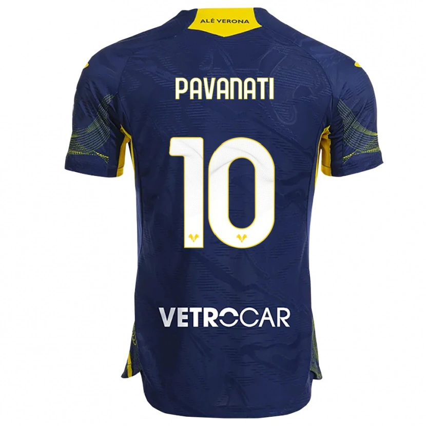 Danxen Børn Alessandro Pavanati #10 Navy Gul Hjemmebane Spillertrøjer 2025/26 Trøje T-Shirt