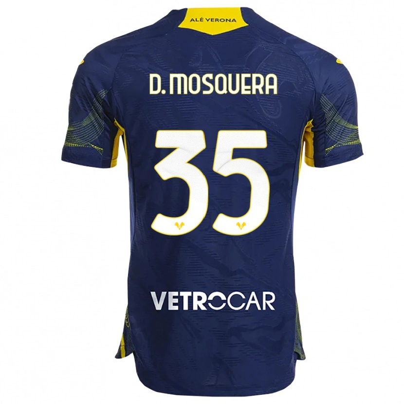 Danxen Børn Daniel Mosquera #35 Navy Gul Hjemmebane Spillertrøjer 2025/26 Trøje T-Shirt