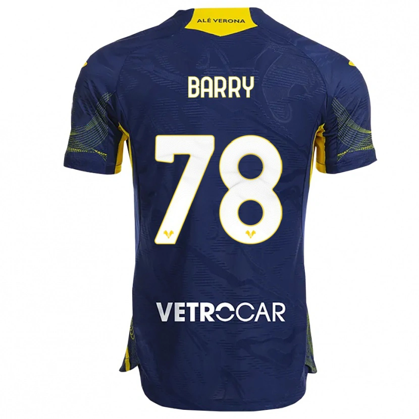 Danxen Børn Oumar Barry #78 Navy Gul Hjemmebane Spillertrøjer 2025/26 Trøje T-Shirt