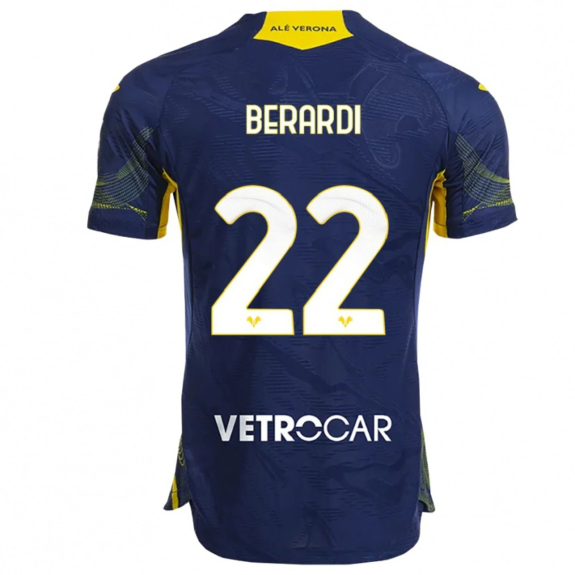 Danxen Børn Alessandro Berardi #22 Navy Gul Hjemmebane Spillertrøjer 2025/26 Trøje T-Shirt