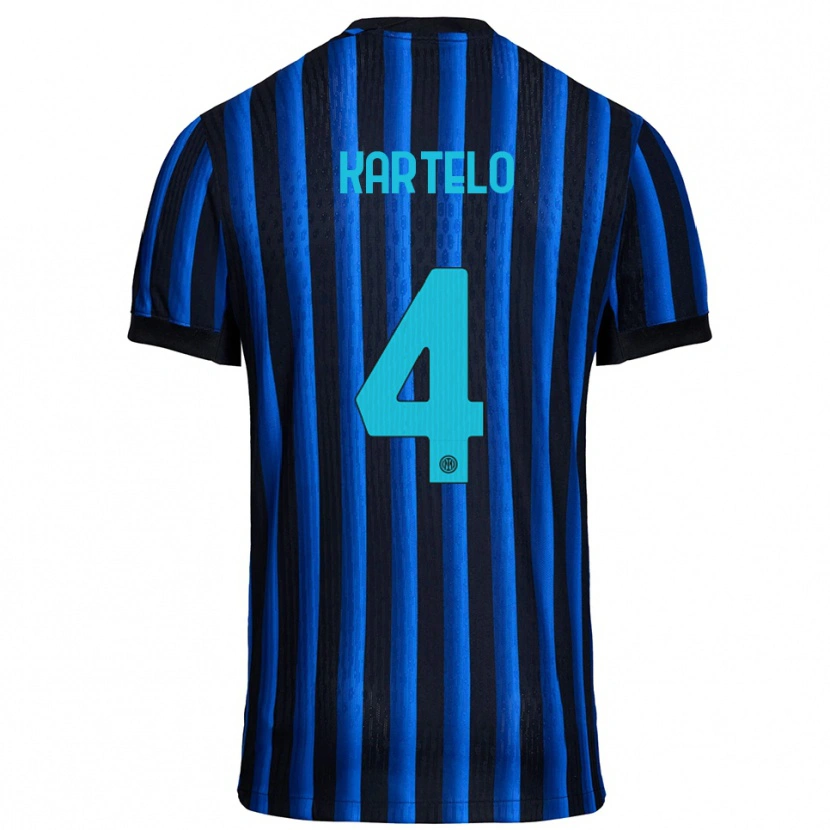 Danxen Børn Dominik Kartelo #4 Sort Blå Hjemmebane Spillertrøjer 2025/26 Trøje T-Shirt