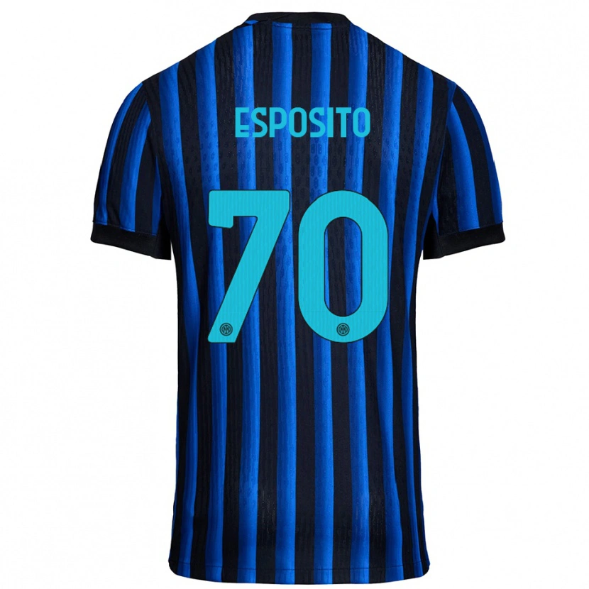 Danxen Børn Sebastiano Esposito #70 Sort Blå Hjemmebane Spillertrøjer 2025/26 Trøje T-Shirt
