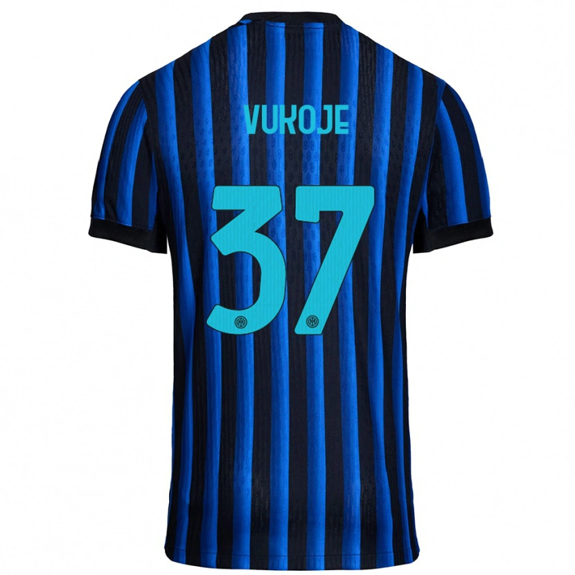 Danxen Børn Andrija Vukoje #37 Sort Blå Hjemmebane Spillertrøjer 2025/26 Trøje T-Shirt
