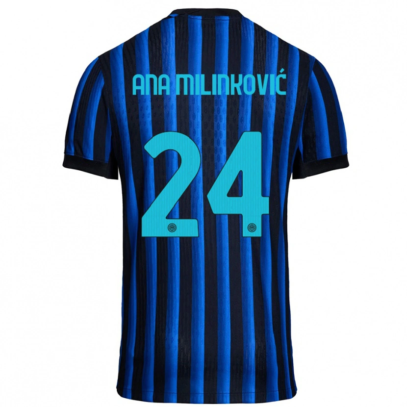 Danxen Børn Marija Ana Milinković #24 Sort Blå Hjemmebane Spillertrøjer 2025/26 Trøje T-Shirt