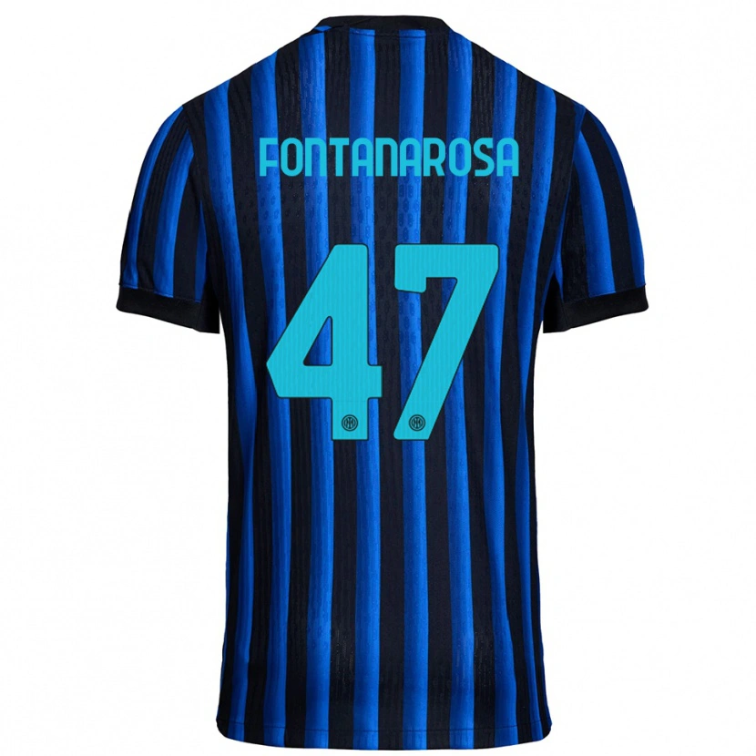 Danxen Børn Alessandro Fontanarosa #47 Sort Blå Hjemmebane Spillertrøjer 2025/26 Trøje T-Shirt