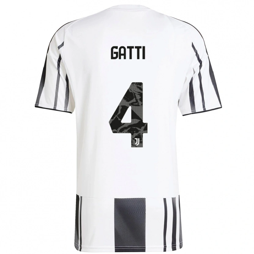 Danxen Børn Federico Gatti #4 Hvid Sort Hjemmebane Spillertrøjer 2025/26 Trøje T-Shirt