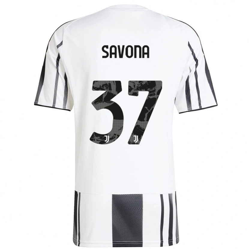Danxen Børn Nicolò Savona #37 Hvid Sort Hjemmebane Spillertrøjer 2025/26 Trøje T-Shirt