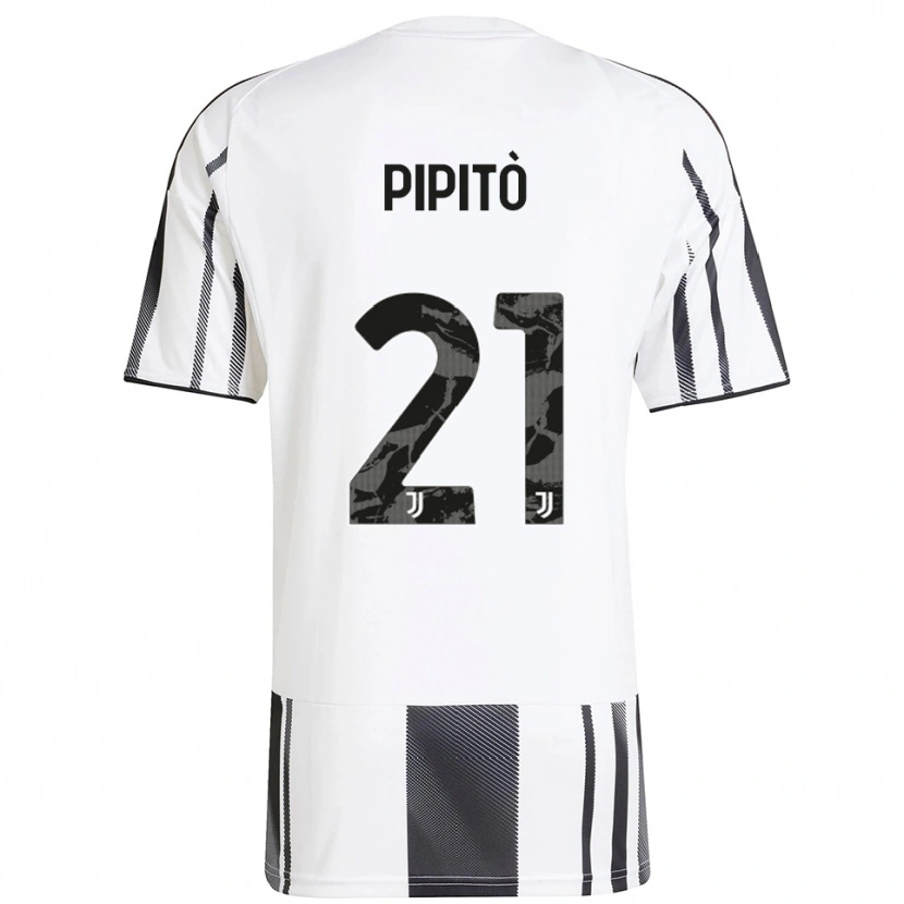 Danxen Børn Giuseppe Pipitò #21 Hvid Sort Hjemmebane Spillertrøjer 2025/26 Trøje T-Shirt