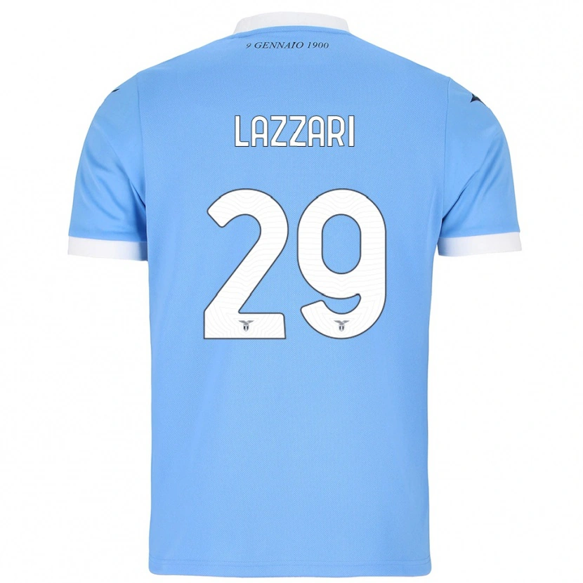 Danxen Børn Manuel Lazzari #29 Lyseblå Hvid Hjemmebane Spillertrøjer 2025/26 Trøje T-Shirt