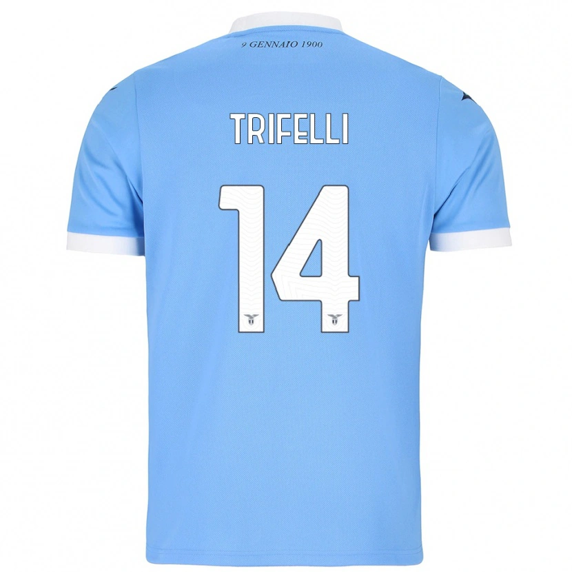 Danxen Børn Cristiano Trifelli #14 Lyseblå Hvid Hjemmebane Spillertrøjer 2025/26 Trøje T-Shirt