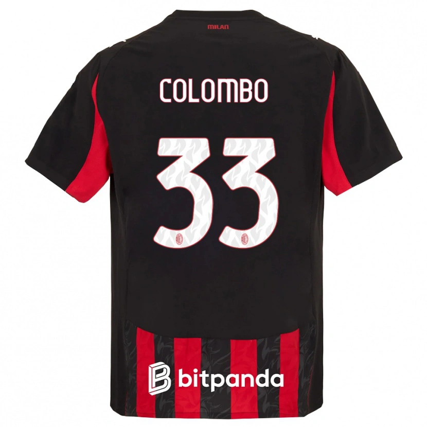 Danxen Børn Federico Colombo #33 Rød Sort Hjemmebane Spillertrøjer 2025/26 Trøje T-Shirt