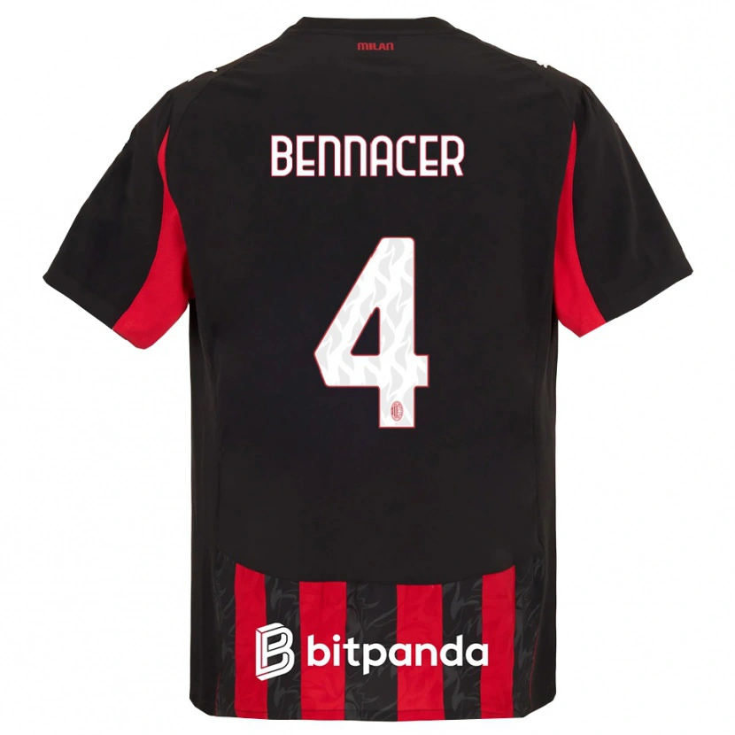 Danxen Børn Ismaël Bennacer #4 Rød Sort Hjemmebane Spillertrøjer 2025/26 Trøje T-Shirt