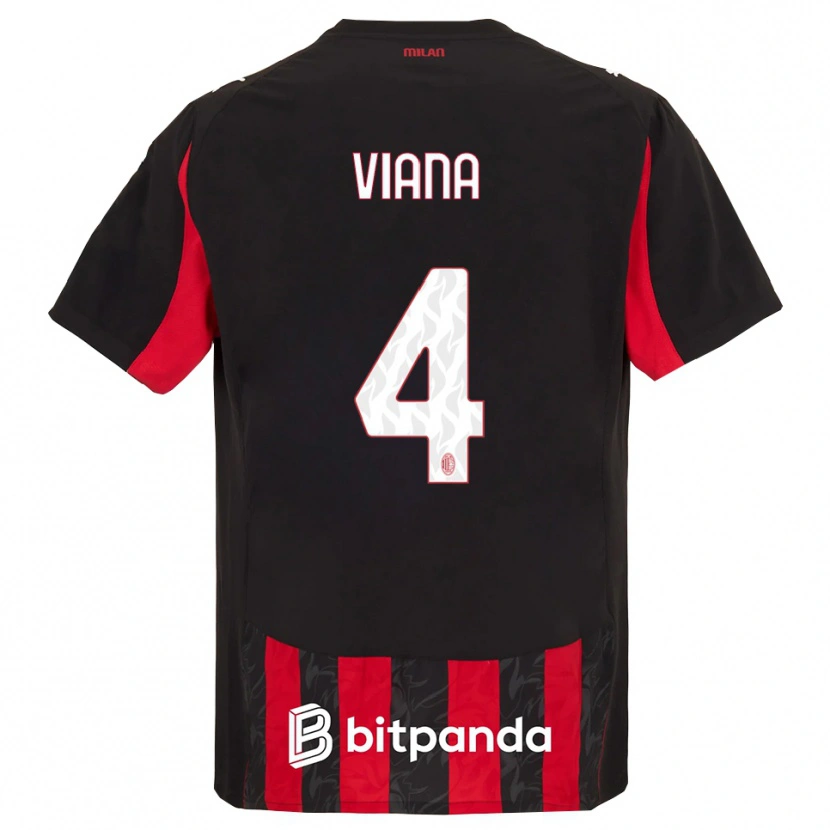 Danxen Børn Viana Seedorf #4 Rød Sort Hjemmebane Spillertrøjer 2025/26 Trøje T-Shirt