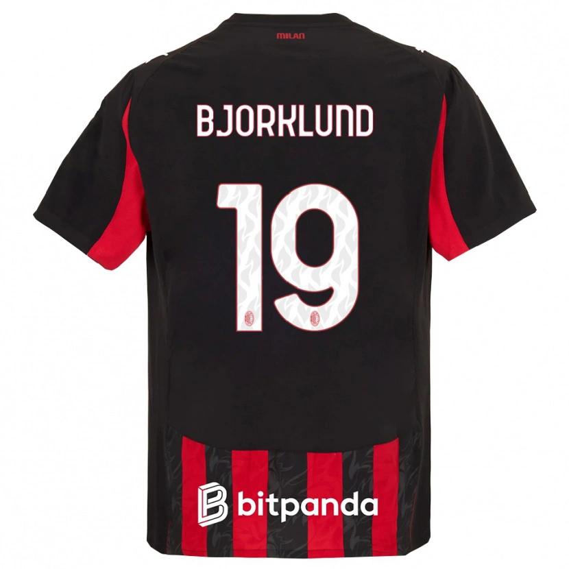Danxen Børn Lukas Bjorklund #19 Rød Sort Hjemmebane Spillertrøjer 2025/26 Trøje T-Shirt