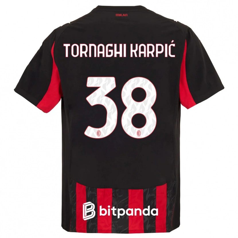 Danxen Børn Lavinia Tornaghi Karpić #38 Rød Sort Hjemmebane Spillertrøjer 2025/26 Trøje T-Shirt