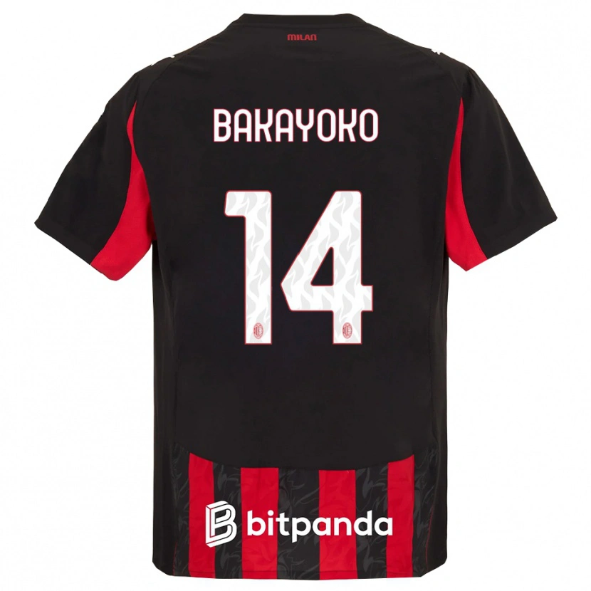 Danxen Børn Tiemoue Bakayoko #14 Rød Sort Hjemmebane Spillertrøjer 2025/26 Trøje T-Shirt
