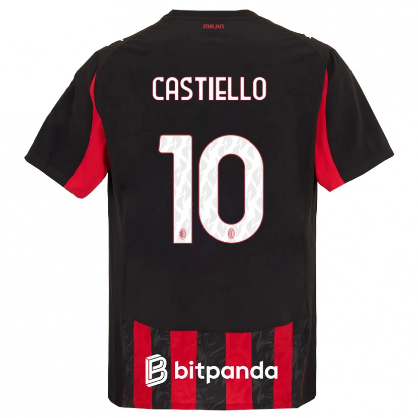 Danxen Børn Alex Castiello #10 Rød Sort Hjemmebane Spillertrøjer 2025/26 Trøje T-Shirt