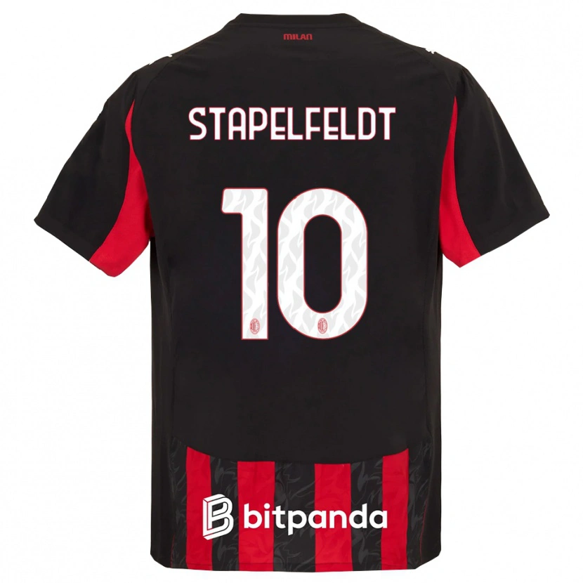 Danxen Børn Nina Stapelfeldt #10 Rød Sort Hjemmebane Spillertrøjer 2025/26 Trøje T-Shirt