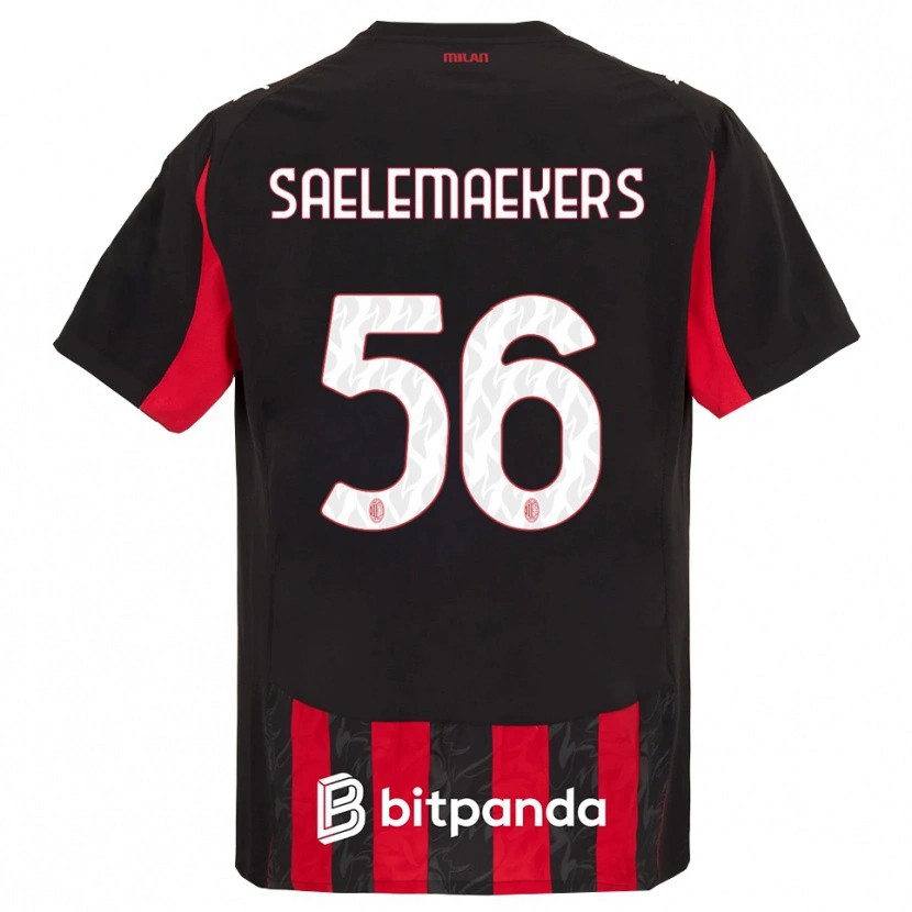 Danxen Børn Alexis Saelemaekers #56 Rød Sort Hjemmebane Spillertrøjer 2025/26 Trøje T-Shirt