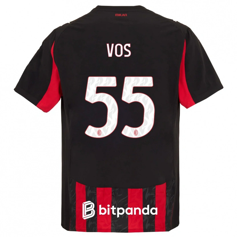 Danxen Børn Silvano Vos #55 Rød Sort Hjemmebane Spillertrøjer 2025/26 Trøje T-Shirt