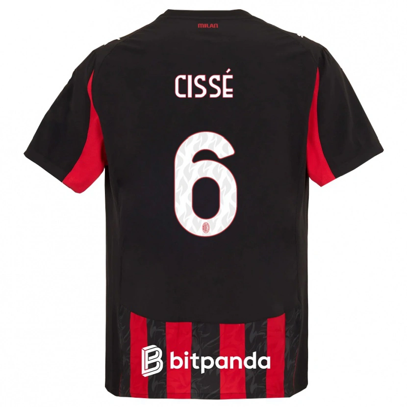 Danxen Børn Maiga-Hamadoun Cissé #6 Rød Sort Hjemmebane Spillertrøjer 2025/26 Trøje T-Shirt