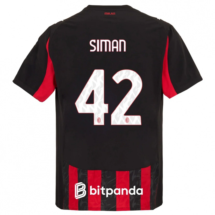 Danxen Børn Alexandru Șiman #42 Rød Sort Hjemmebane Spillertrøjer 2025/26 Trøje T-Shirt